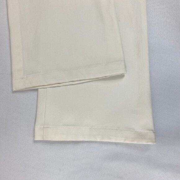ESCADA IVORY WHITE HIGH RISE STRAIGHT LEG LOGO FRONT STITCH PANEL CLOSURE PANTS - Picture 7 of 9